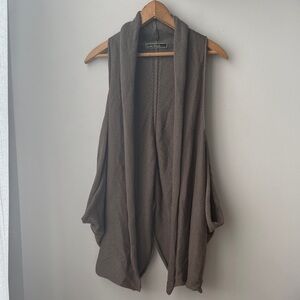 LOVESTITCH Brown Sleeveless Waterfall Knit Duster Cardigan